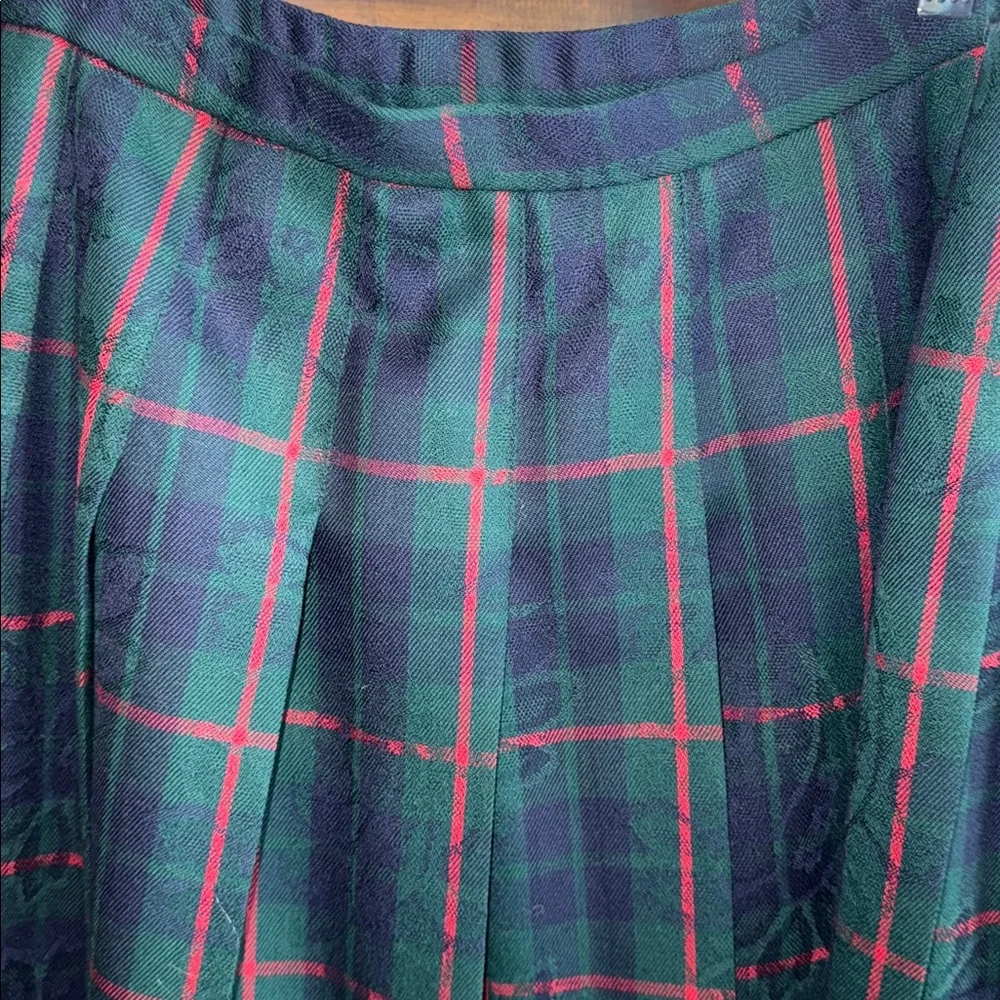 Vintage Pendleton classic preppy plaid hidden floral pleated skirt 14 Petite